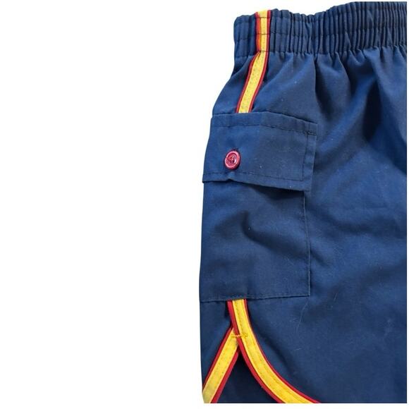 Vintage Vtg Towncraft Swim Shorts Blue w Red Yellow TRIM Bathing Suit Trunks Med - Picture 4 of 7